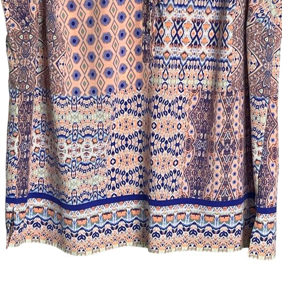 Talbots Petites Tunic Top Size X P Lightweight Half Button Tie Neck Mixed Print - Picture 5 of 8